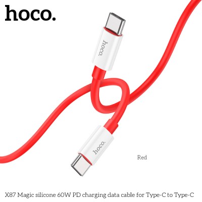 Кабель Type-C to Type-C Hoco X87 Magic silicone PD 60W